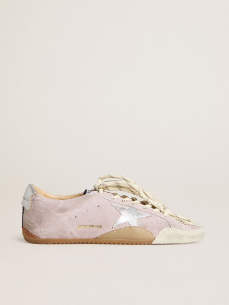 Golden Goose True-Star In Pastel Pink Suede With Silver Star And Heel Tab