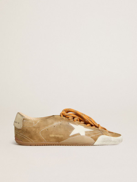 Golden Goose True-Star In Tobacco-Colored Suede With White Star And Platinum Heel Tab